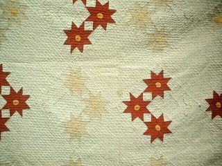 ANTIQUE VINTAGE 1800S CIVIL WAR ERA PRAIRIE STARFLOWER FOLK - ART QUILT 5