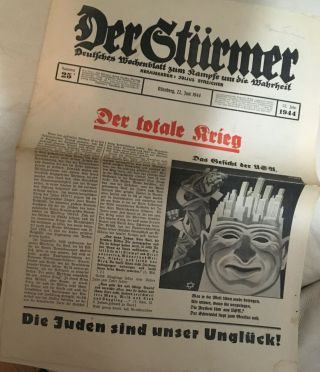 Wwii Ww 2 German Newspaper Der Sturmer Complete - Judaica Jewish