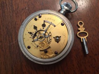 1873 ELGIN H.  Z.  Culver 15j Key Wind Lever Set Pocket Watch 18s Running Wild West 2