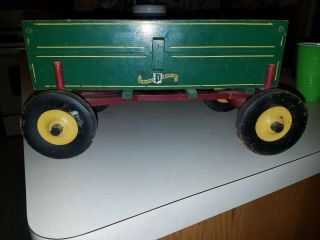 Early Peter Mar Wooden Farm Toy Hay Wagon Muscatine Iowa Green & Red