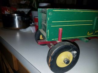 EARLY PETER MAR WOODEN FARM TOY HAY WAGON MUSCATINE IOWA GREEN & RED 2