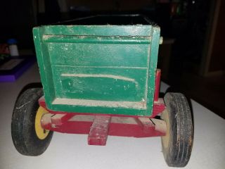 EARLY PETER MAR WOODEN FARM TOY HAY WAGON MUSCATINE IOWA GREEN & RED 3