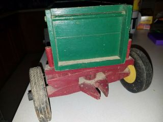 EARLY PETER MAR WOODEN FARM TOY HAY WAGON MUSCATINE IOWA GREEN & RED 6