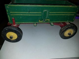 EARLY PETER MAR WOODEN FARM TOY HAY WAGON MUSCATINE IOWA GREEN & RED 7