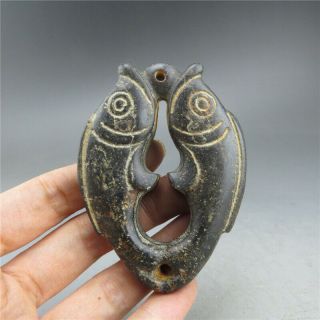 China,  Jade,  Hongshan Culture,  Hand Carving,  Natural Jade,  Fish,  Pendant A11