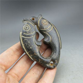 China,  jade,  hongshan culture,  hand carving,  natural jade,  fish,  pendant A11 3