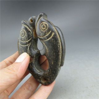 China,  jade,  hongshan culture,  hand carving,  natural jade,  fish,  pendant A11 4