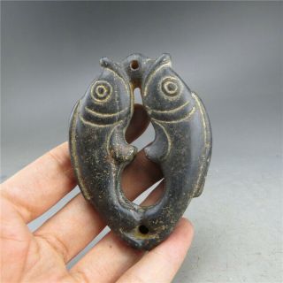 China,  jade,  hongshan culture,  hand carving,  natural jade,  fish,  pendant A11 5