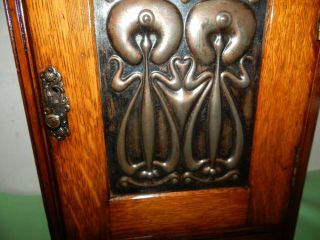 Antique Edwardian Art Nouveau Oak Smokers Cabinet. 2