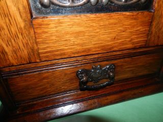 Antique Edwardian Art Nouveau Oak Smokers Cabinet. 4