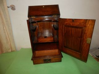 Antique Edwardian Art Nouveau Oak Smokers Cabinet. 5