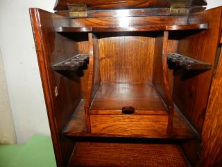 Antique Edwardian Art Nouveau Oak Smokers Cabinet. 7