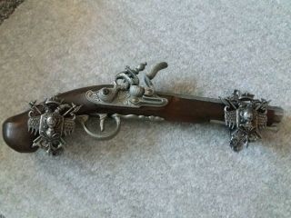 Antique Display Pistol With Ornate Wall Attachments