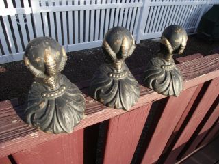 Set Of 3 Matching Black & Gold 2 Antique Cast Iron Claw Feet For Tubs