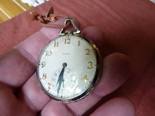 Vintage Elgin Art Deco Green & Black Enamel Bezel Pocket Watch Circa 1928