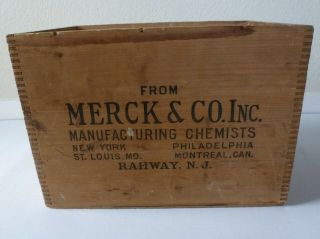 Vintage Merck & Co.  Inc Pharmaceutical Medical Wooden Box 15 " X 10 1/2 ",  11 "