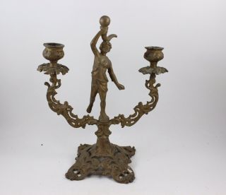 Antique/Vintage 1920’s Era Art Nouveau Brass Candle Holder 5