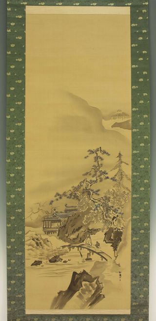 掛軸1967 Hanging Scroll : Kano Tanyu Morinobu " Winter Landscape " @zkn109