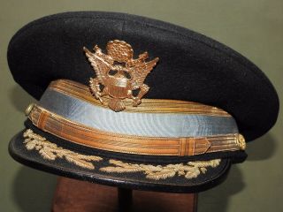 US Army Vietnam FIELD GRADE OFFICER SCRAMBLED EGGS BULLION DRESS BLUE VISOR CAP 3