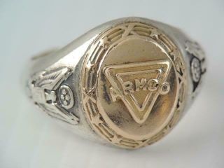 Rare Wii Era Armco Steele Co 10k Gold & Sterling Ring Us Army Insignia