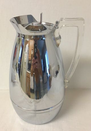 1950’s Thermos Carafe Chrome And Lucite Mid - Century Modern