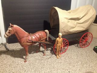 Vintage Marx Best Of The West Chuck Wagon (w) Figure And Horse