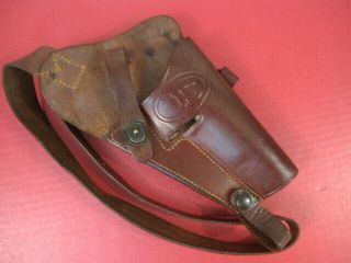 Wwii Us M3 Leather Shoulder Holster Marked Enger - Kress For Colt M1911a1 Pistol 3