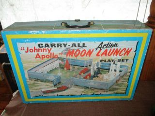 MARX,  JOHNNY APOLLO,  MOON LAUNCH ACTION PLAY SET,  4630,  METAL CARRY ALL,  NASA 2