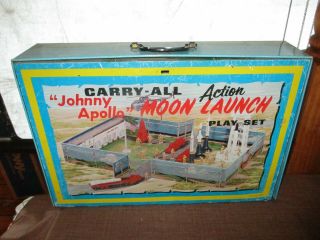 MARX,  JOHNNY APOLLO,  MOON LAUNCH ACTION PLAY SET,  4630,  METAL CARRY ALL,  NASA 3