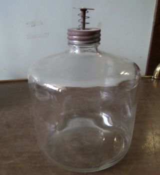 Vintage Butter Fly Kerosene Stove Drip Bottle W/ Push Stem Reservoir Dispenser