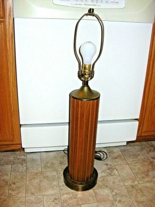 Vintage Mid Century Danish Modern Teak Wood Slat Table Lamp Hans Wegner