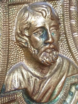 PAIR Antique 19th c French Ecclesiastical Bronze Candelabra W Jesus Mary Joseph 4