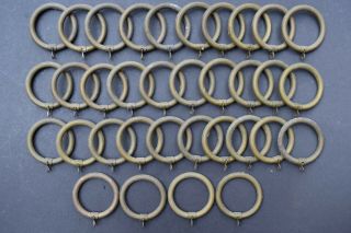 Reclaimed Victorian Brass Curtain Pole Rings Brackets Hooks Old Vintage Antique