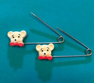 Vintage Gerber Made in Hong Kong Teddy Bear Head Set of 2 Diaper Pins 2