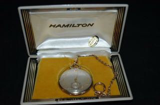 Vintage Hamilton 945 Pocket Watch 23 Jewel 10k Gf - 25 Year Employee Gm W/box