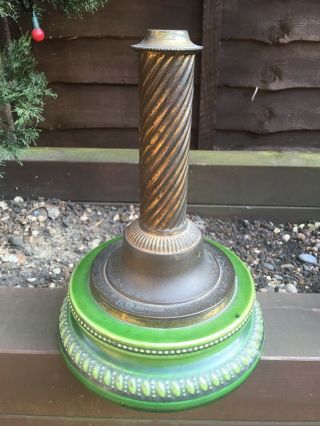 Antique English Victorian Ceramic / Brass Oil Lamp Base