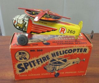 Rare Vtg Ranger Steel Products No.  260 Spit - Fire Helicopter Toy W/orig Box