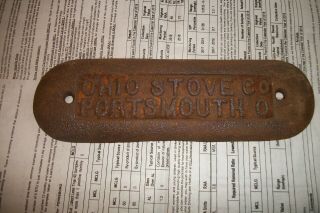 Antique Ohio Stove Co.  Cast Iron Name Plate