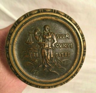 Antique Solid Brass Courthouse Court Room Door Knob Set Lady Justice Missouri