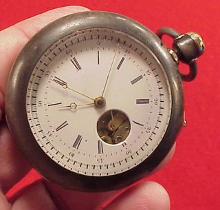 VINTAGE A PERRLET E JACOT CHRONOGRAPH 1/4 JUMP SECONDS TWO TRAIN POCKET WATCH 11