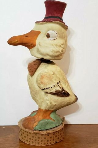 Antique German Mache Composition Duck BobbleHead nodder candy container top RARE 5
