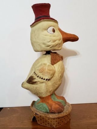 Antique German Mache Composition Duck BobbleHead nodder candy container top RARE 6