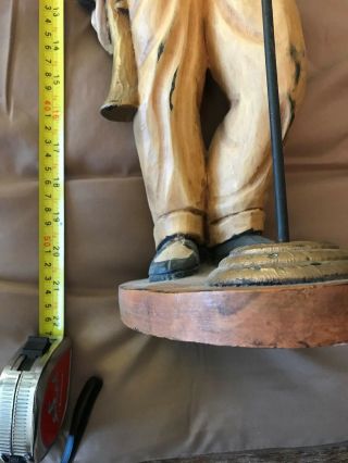 21 inch tall wooden Statue of Louis Armstrong with Trumpet and Mike VG 4