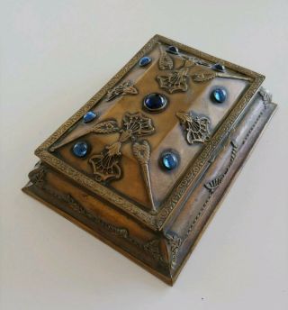 Antique Art Nouveau Bronze La Causta Pearls Jeweled Box 2