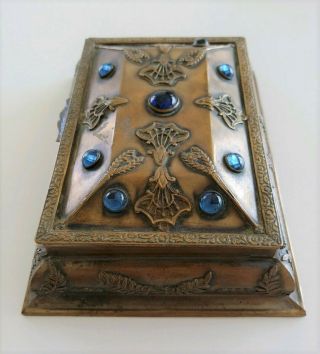 Antique Art Nouveau Bronze La Causta Pearls Jeweled Box 3