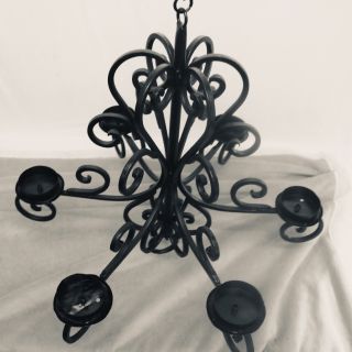 Vintage Spanish Style Wrought Iron Ceiling Mounted Chandelier