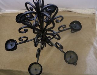 Vintage Spanish Style Wrought Iron Ceiling Mounted Chandelier 5