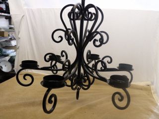 Vintage Spanish Style Wrought Iron Ceiling Mounted Chandelier 6