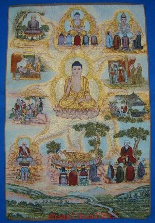 Handmade Embroidered Silk Mural Thanka God Buddha Religion Deco Art 211