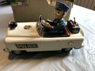 VINTAGE TIN B/OPP TOY - MYSTERY POLICE CAR - NOMURA JAPAN DRIVER - & BOX - 10 